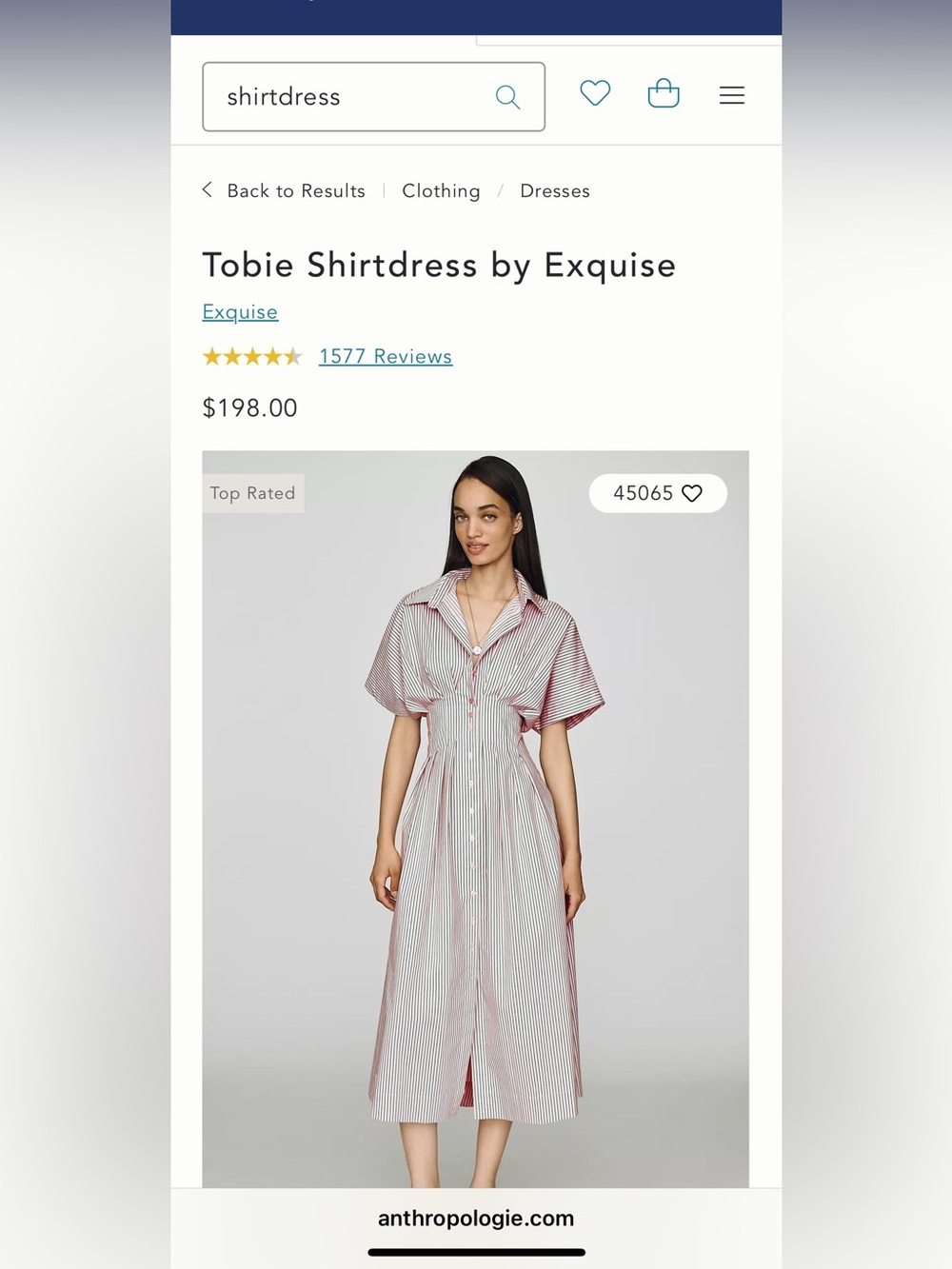 NWT Anthropologie Tobie Striped Navy and red Shirt Dress by Exquise - Picture 4 of 5